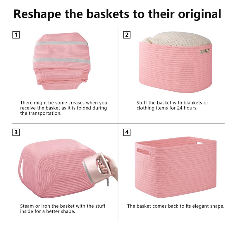 OIAHOMY 4 Pack Storage Baskets for Organizing, Cube Storage Bins