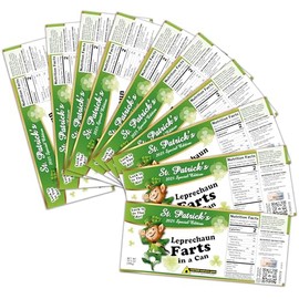 10 Pack - Leprechaun Farts St. Patrick's Day Novelty Soup Can Labels - Funny Joke Gag Gift or Prank - Party Decorations, Supplies and Favors, Irish, Pub, Bar, Man Cave Decoration (10)