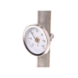 Aqbau® Insertion Thermometer Diameter 63 mm, Bimetal Thermometer 0-120°C - Hot Water Thermometer, Pointer Thermometer Heating Pipes, Galvanised Sheet Steel, Precise Pointer Display, Metal Thermometer