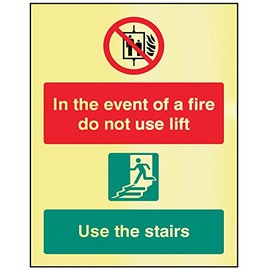 Caledonia Signs 31248H Sign, In The Event Of Fire Do Not Use Lift, Use Stairs