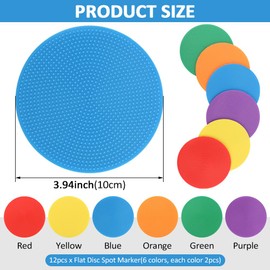 Trasylph 12 Pcs Non Slip Agility Markers Poly Spots, 4 Inch Floor Dots for Indoor and Outdoor Surfaces, Spot Markers for Sports Activities, Dance(Color:as Shown)