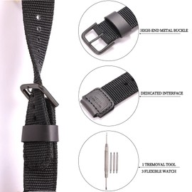 XBHSW 18mm Nylon strap Compatible with Casio AQ-S810W AE1200WH SGW-300H 400 500 Men's Black weave Watch Band