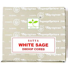 Satya Nag Champa Incense Cones, White Sage Scent, One Pack of 12 Cones (1, White Sage)