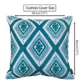 Olivia Rocco Pack of 2 Waterproof Cushion Cover Outdoor Garden Breathable Decorative Cushions Covers for Patio Bench Sofa Furniture Indoor Living Room Bed Chair Scatter (Meze Teal, 43 x 43 cm)