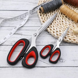 Fabric Scissors, 9" Sewing Scissors/ 5" Small Scissors, Craft Scissors Heavy Duty, Sharp Stainless Steel Blade, Ergonomic Handle, All Purpose Scissors for Fabric Leather Paper (9"+5")