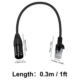 Poyiccot RJ45 to XLR Cable, 3 Pin XLR Male to RJ45 Male Network Connector, XLR to RJ45 Adapter DMX Cable for Amplifiers, Mixers, KTV Equipment, Lighting and Sound, 30cm