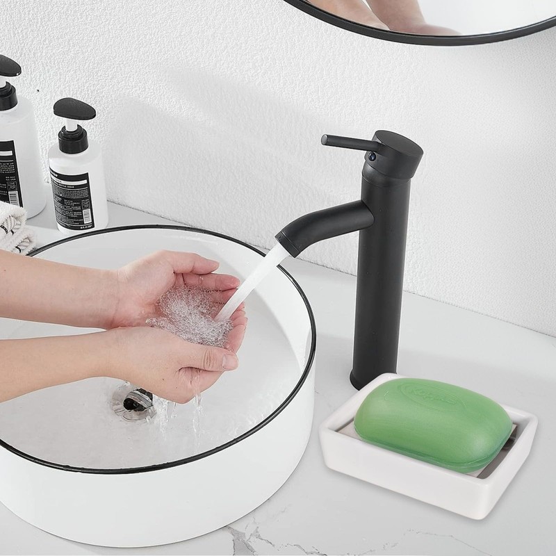 Double Layer Ceramic Soap Dish, Waterproof Soap Dish with Drain,