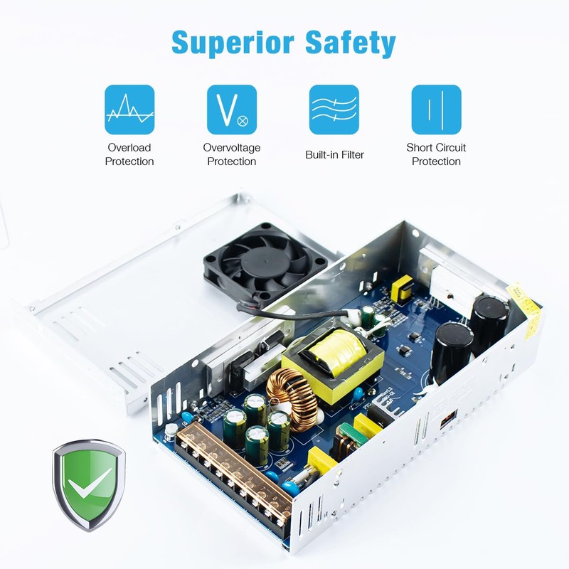 Hosyond 12V 50A 600W Universal Power Supply AC 110V/220V to