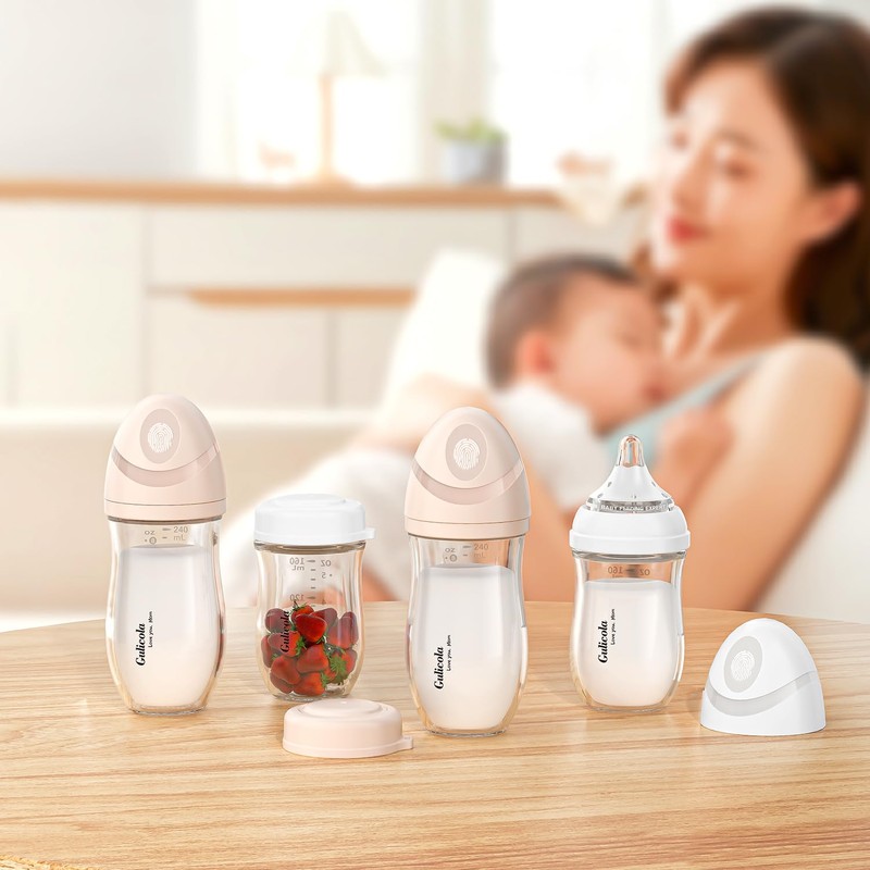 Gulicola Natural Glass Baby Bottle for Breastfed Babies, Anti-Colic Baby