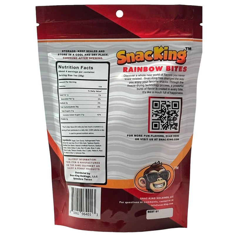 SnacKing Rainbow Bites Fruit Flavored - Freeze Dried Candy (4