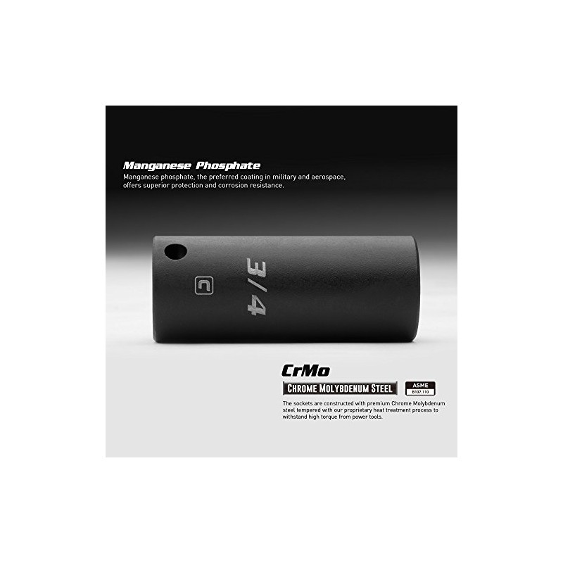 Capri Tools Deep Impact Socket, 3/8-Inch Drive, 6-Point, SAE (1-Inch)