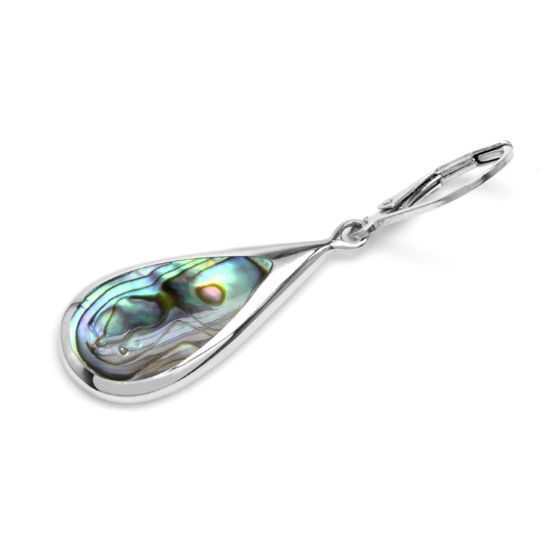 Silvershake Abalone Paua Shell Inlay White Gold Plated 925 Sterling