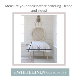 Luxury Chair Cover, Fits Seat Size 20" x 18", Ruffled Linen, Dining Chair Covers, Slipcover, Farmhouse Decor, Heavy Drape Linen, (White)