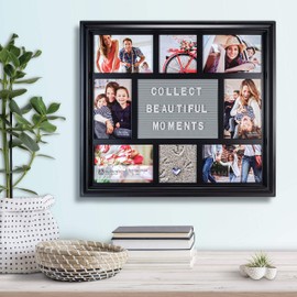 Malden International Designs 8 Opening Letterboard Collage Photo Wall Frame Black