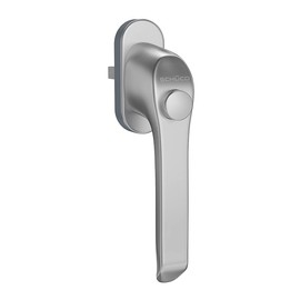 SCHÜCO Window handle with push button in silver, window handle with lock button as child lock and burglary protection from the brand manufacturer Schüco