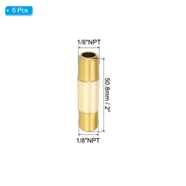 PATIKIL 1/8" x 1/8" NPT Male Brass Pipe Fitting Long Nipple, 10Pcs 2" Long Straight Pipe Fitting Connector Extender for Fuel, Air, Water, Oil, Gas System Connection, 1200PSI