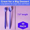 Gmark 50pc 7.5" Plastic Purple Spoons, Ice Cream Spoons Dessert