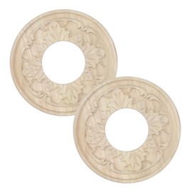 Pastlla 2pcs Wooden Ceiling Fan Medallion Molded Wood Carved Light Ceiling Cover Round Ring Lighting Ceiling Medallion Home Decorative for Light Fixtures Ceiling Fans Chandeliers, 8" OD x 3.15" ID