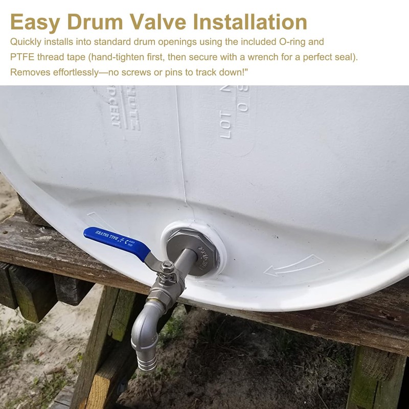 Drum Faucet for 55 Gallon Drum, 2" Stainless Steel Barrel