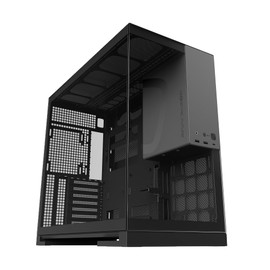 Geometric Future M5 Tempered Glass Mid Tower, E-ATX/ATX Gaming Case, 1.2mm Steel, Type C, Toolless Panels, Support 420/360 Radiator, Dual-Chamber, Black/Grey, GEO-M5-BG