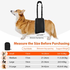 AOOHA Dog Mobility Aids Support Sling For Back Legs,Lifting Sling for Pets with Handle,Adjustable Lifting Harness for Old Dog,Weak Rear Legs,with Injuries,Disabilities(For Small Dog)