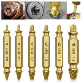 Teogneot 6 Pieces SetScrews Extractor Multi-Function Screw Extraction Tool Screw Extractor Set for Removing Stripped or Damaged Screws Made from H.S.4341