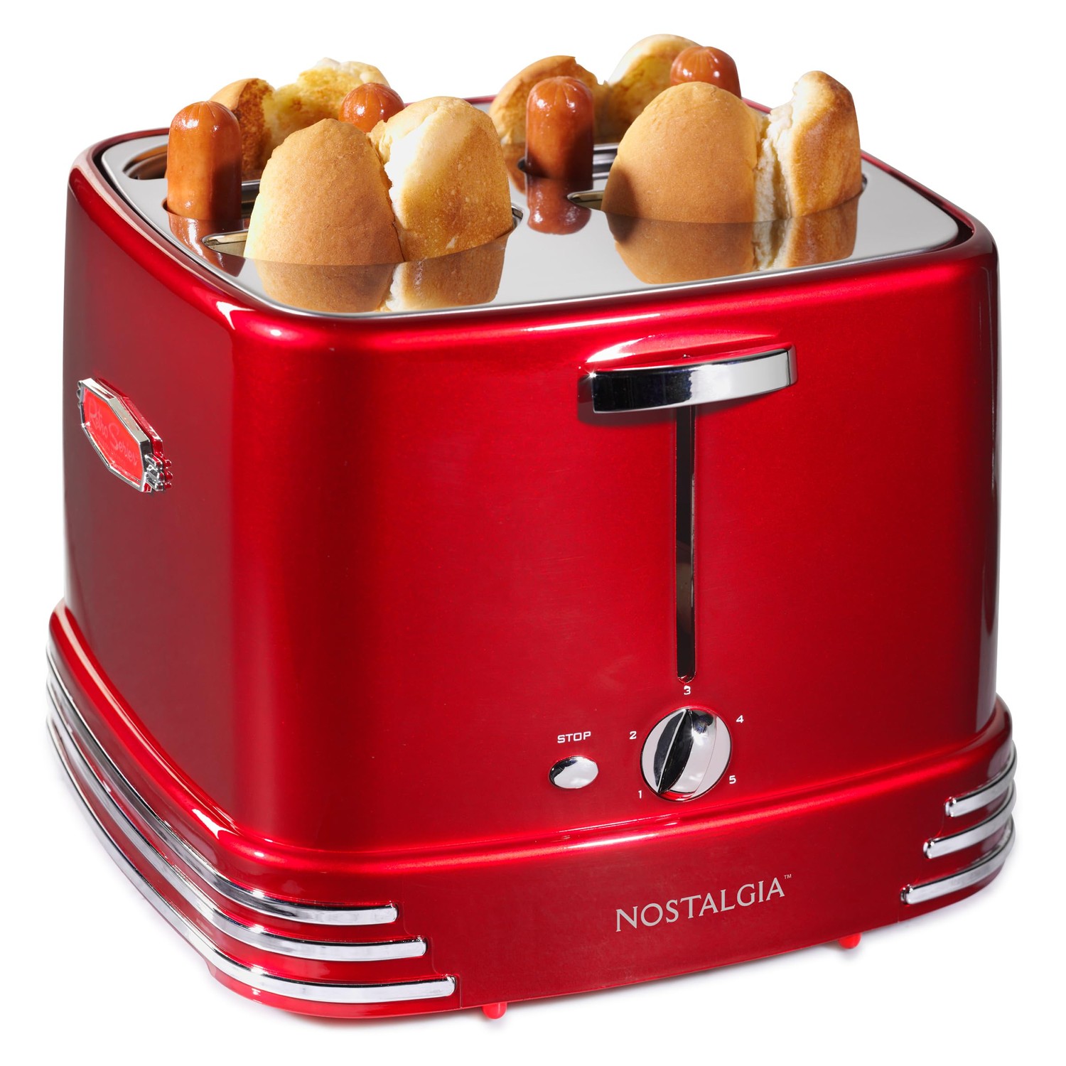 Nostalgia 4 Slot Hot Dog and Bun Toaster with Mini Tongs, Hot Dog ...