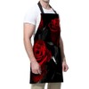 afidomu Kitchen Cooking Apron Red Rose Flower Floral Black Apron