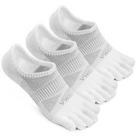 VWELL No Show Toe Socks for Men Women COOLMAX Five Finger Socks Athletic Running Ankle Low Cut 5 Toe Socks (3Pairs)