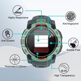 Heioloo [Pack of 3 for G armin Instinct 3 50 mm Screen Protector HD Flexible Film TPU Screen Protector, Anti-Scratch, Waterproof, Anti-Oil, Ultra Resistant