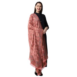 Weavers Villa Women's Pashmina Wool Blend Indian Handicraft Woven Shawls, Scarf, Wraps [Large Size: 40" X 80"] (Peach, [Size: 40 X 80 Inches])