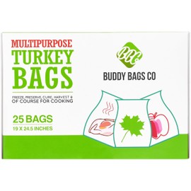 Buddy Bags Co Multipurpose Turkey Oven Bags - Made in USA - 19" x 24.5" - 25 Pack