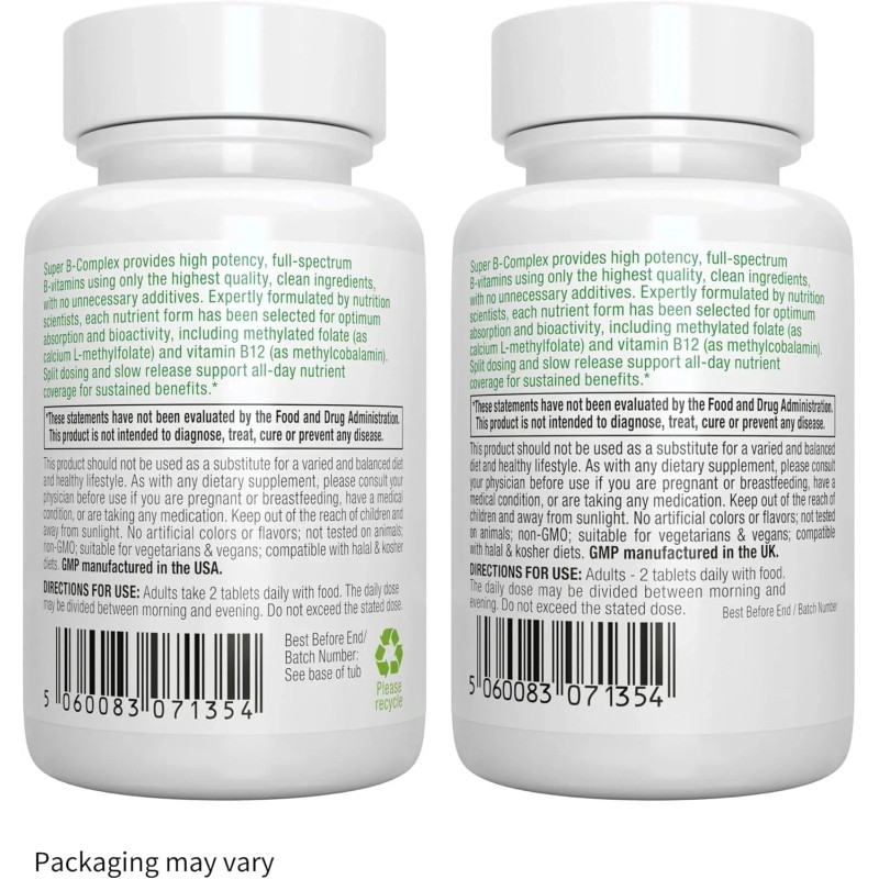 Igennus Super B-Complex Methylated B-Vitamins with Methylfolate & B12, 180