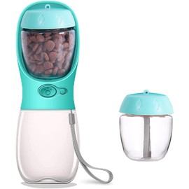 Botella de Agua para Perros, Botella de Agua Portátil Plegable Mascotas, Dispensador Agua Cachorros a Prueba Fugas con Alimentador Mascotas Caminar al Aire Libre, Senderismo Viajes (C, 350 ML)