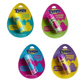 Peeps Assorted Scented Lip Balm Set of 4 Vanilla Grape Marshmallow Cream Flavors