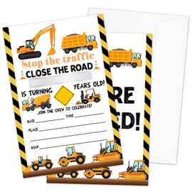 AWDSTN Construction Birthday Party Invitations with Envelopes, 20 Set Birthday Party Invites, Excavator Dump Truck Birthday Party Celebration Supplies & Favors -14