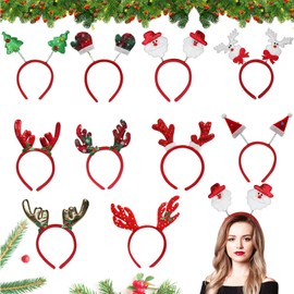 Christmas Headband, Pack of 10 Christmas Hair Accessories, Reindeer Headband, Christmas Costume Accessories, Christmas Decorations, Christmas Decoration, Christmas Photo Booth Props (B)