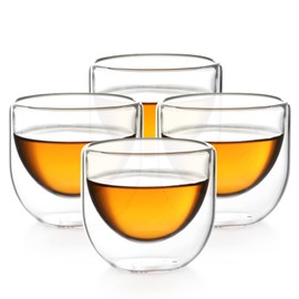 VIVA Scandinavia Teekanne mit Siebeinsatz, Glas Teekocher im Set mit 4 kleinen Tee-Tassen aus Borosilikat Glas und Serviertablett grau, Geschirrspüler-geeignet, Tropffrei, 0,75 Liter