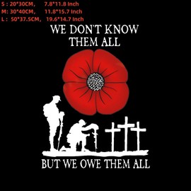 Red Poppy We Owe Them All Car Sticker Best Gifts for Veteran, Cars Trucks Bumper Walls Window Decal Vinyl Sticker, Waterproof Remembrance Day Memory Gift Flower Decal 3 Sizes (S)