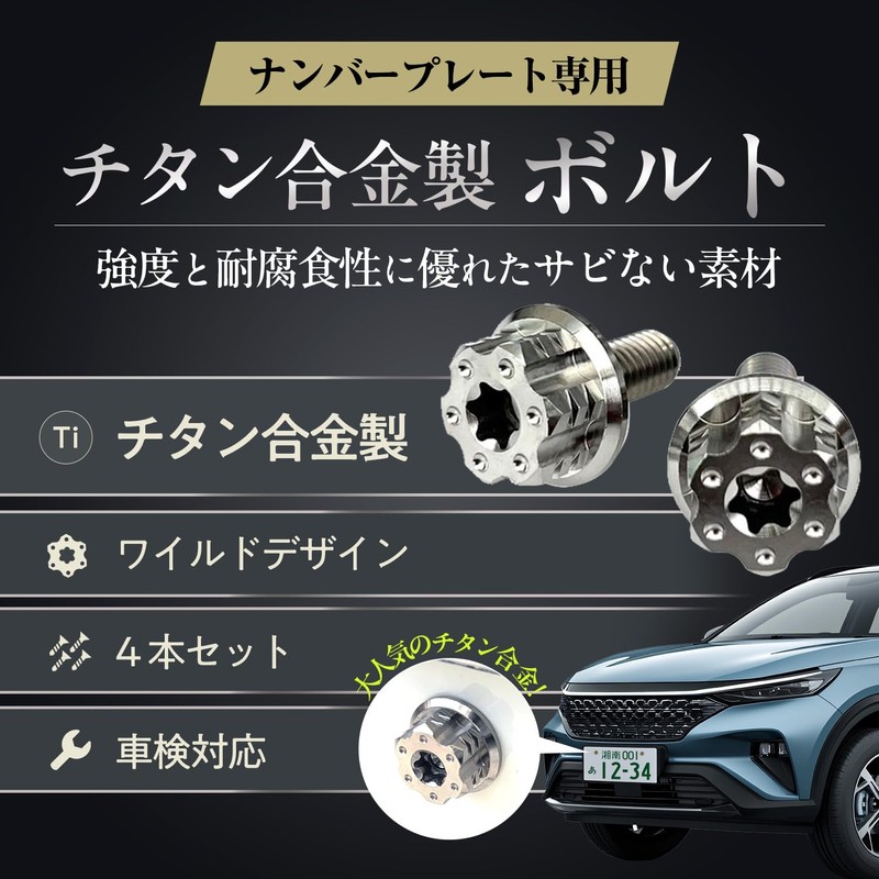 RENPA Titanium Alloy License Plate Dedicated Bolt with Wild Design,