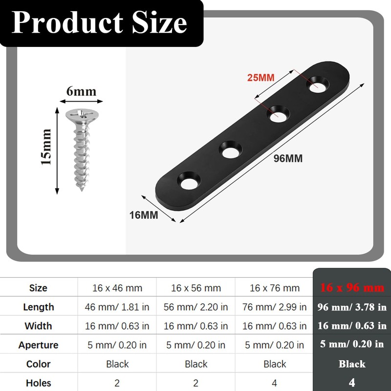 Wopanxye 24 Pack Straight Brackets for Wood Board, Plates Joining