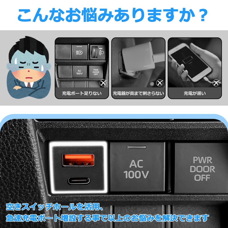 Jiooy Toyota USB Port, QC3.0 + PD (30 W), Noah