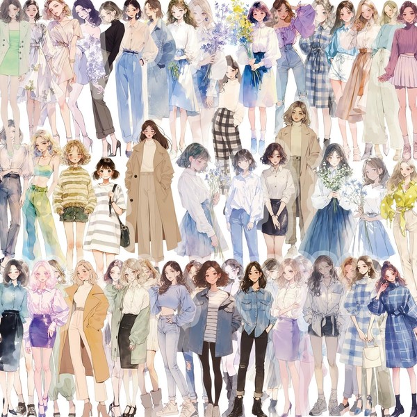 50 PCS Transparent Fashion Girl Stickers for Girls,Adults,Teens,Children,Kids,Waterproof Vinyl Stickers