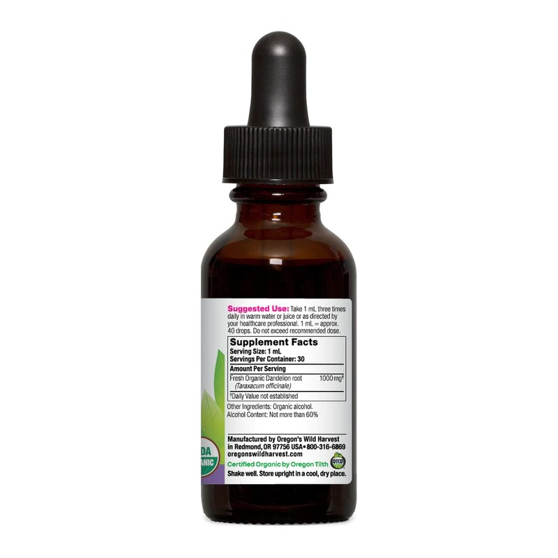 Oregon's Wild Harvest Dandelion Root Fresh 1:1 Organic Herbal Supplement,