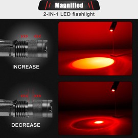 Honoson 6 Pieces Red Flashlight LED Single Mode Light One Mode LED Torch Scalable Red Light Flashlight for Astronomy Aviation Night Observation