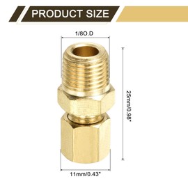 sourcing map Brass Tube Fitting, 1/8O.D x 1/8NPT Brass Flared Pipe Adapter Fittings Reducing Nipples Connector, Half Union Gas Adapter for Pipe Connections, Hydraulics, Refrigeration