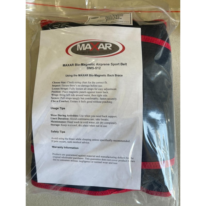 MAXAR Airprene Sports Back Brace W/ Powerful 18 Magnets, Warm