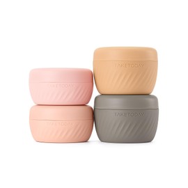 TakeToday Travel Containers for Toiletries, Leak-proof, TSA Approved, Refillable Silicone Cream Jars with Lid Travel Size Essential for Cosmetic toiletry Cream, 2 &3oz, 4 Pack (Apricot)