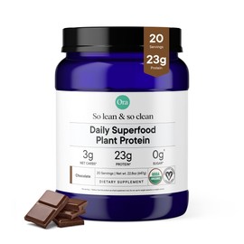 Ora Organic Vegan Protein Powder - 23g Plant Protein for Women and Men - Chocolate Flavor 20 Servings, Bloat-Free, Gluten Free, Non-GMO, No Artificial Sweeteners