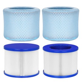 Hot Tub Replacement Filter Cartridges - Compatible with All RELXTIME, ALEKO, Wejoy, Aquaspa Hot Tub More - Screw-in Spa Filters for Inflatable Hot Tubs & Massage Pools (2 Filters + 2 Filter Bags)